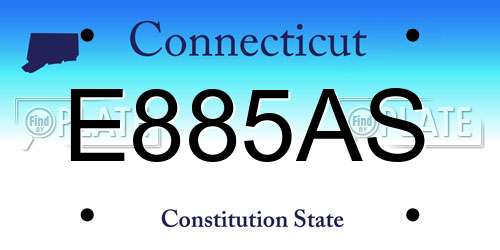 E885AS Connecticut License Plate