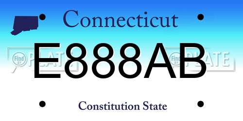 E888AB Connecticut License Plate