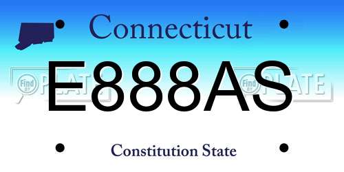 E888AS Connecticut License Plate