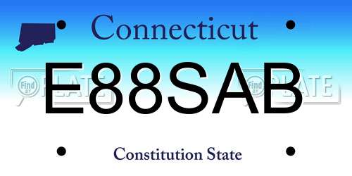 E88SAB Connecticut License Plate