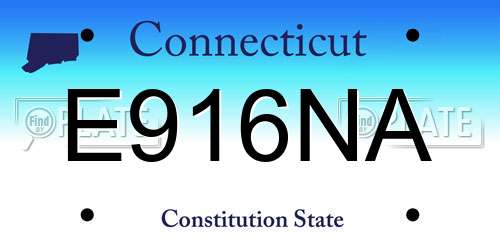 E916NA Connecticut License Plate