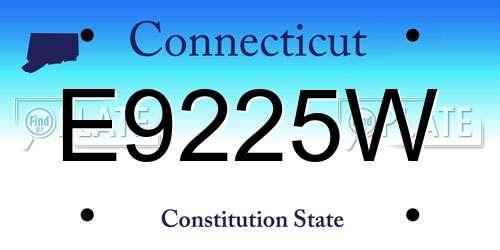 E9225W Connecticut License Plate