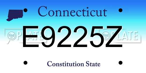 E9225Z Connecticut License Plate