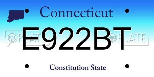 E922BT Connecticut License Plate