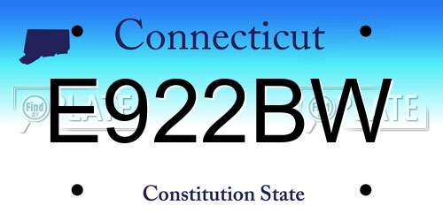 E922BW Connecticut License Plate