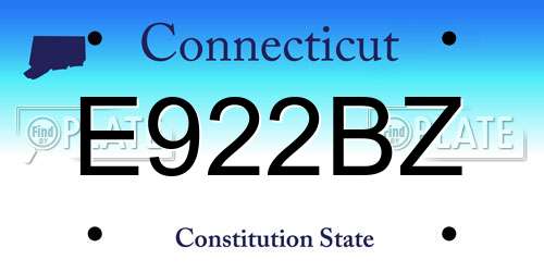 E922BZ Connecticut License Plate
