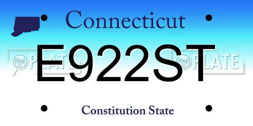 E922ST Connecticut License Plate