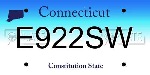 E922SW Connecticut License Plate