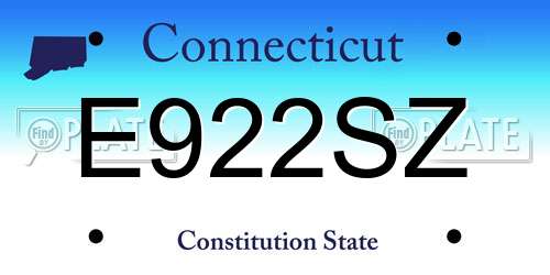 E922SZ Connecticut License Plate