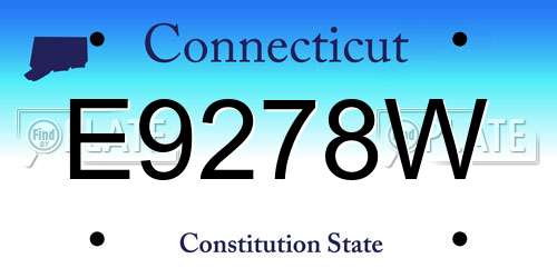 E9278W Connecticut License Plate