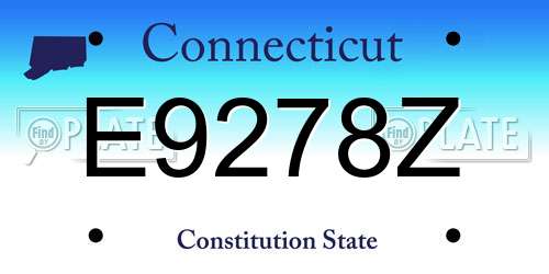 E9278Z Connecticut License Plate
