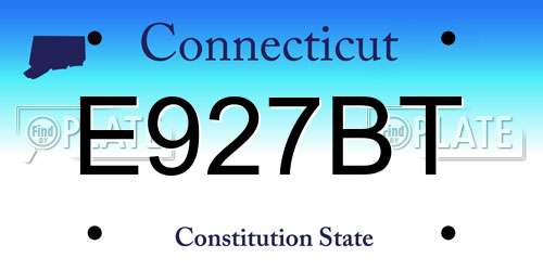 E927BT Connecticut License Plate