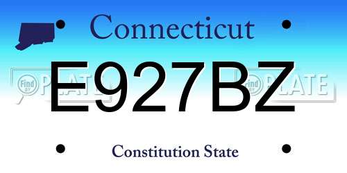 E927BZ Connecticut License Plate