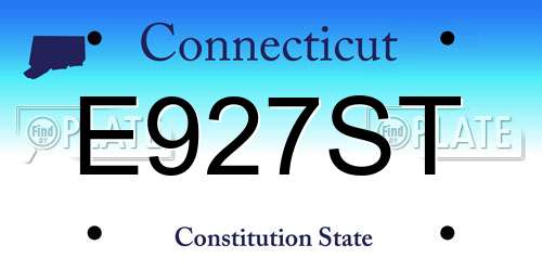 E927ST Connecticut License Plate