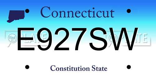 E927SW Connecticut License Plate