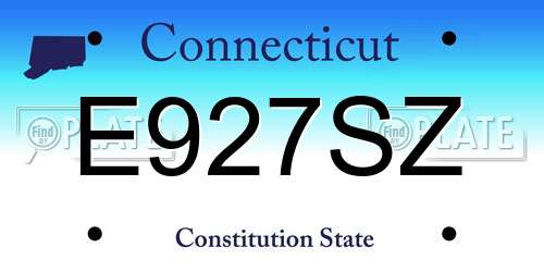 E927SZ Connecticut License Plate