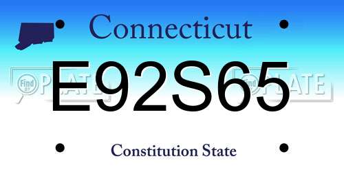 E92S65 Connecticut License Plate