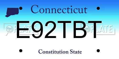E92TBT Connecticut License Plate