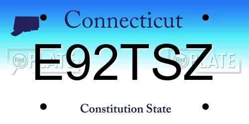 E92TSZ Connecticut License Plate