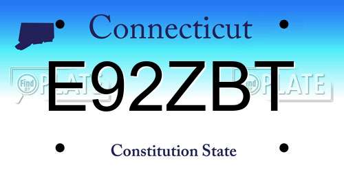E92ZBT Connecticut License Plate