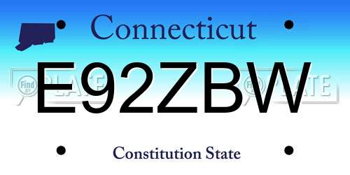 E92ZBW Connecticut License Plate