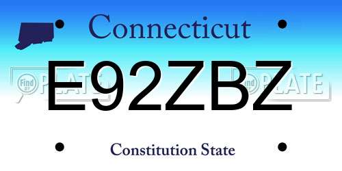 E92ZBZ Connecticut License Plate