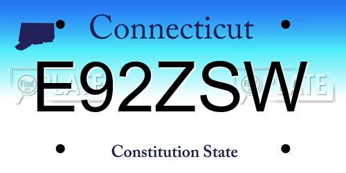 E92ZSW Connecticut License Plate