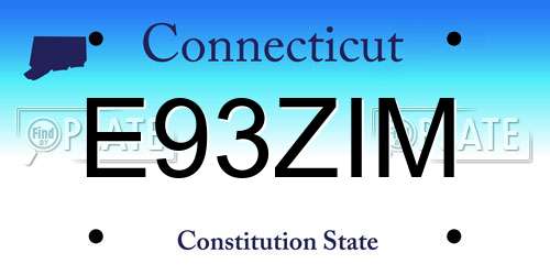 E93ZIM Connecticut License Plate
