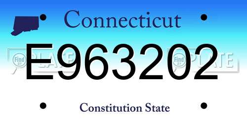 E963202 Connecticut License Plate