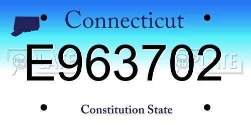 E963702 Connecticut License Plate