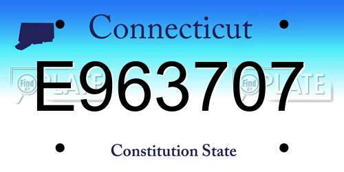 E963707 Connecticut License Plate