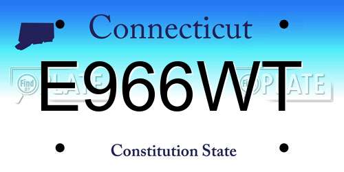 E966WT Connecticut License Plate