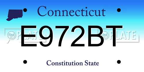 E972BT Connecticut License Plate