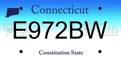 E972BW Connecticut License Plate