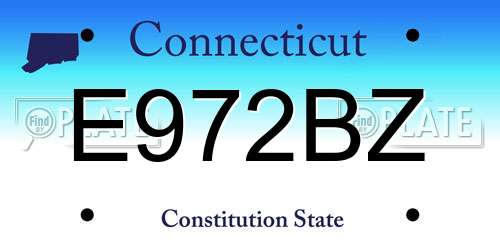 E972BZ Connecticut License Plate