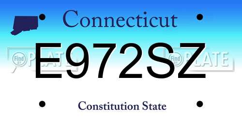 E972SZ Connecticut License Plate