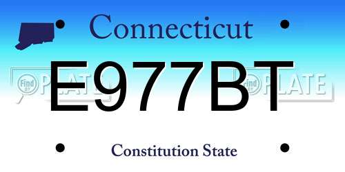 E977BT Connecticut License Plate