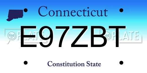 E97ZBT Connecticut License Plate