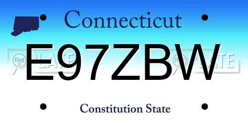 E97ZBW Connecticut License Plate