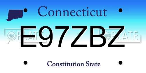 E97ZBZ Connecticut License Plate