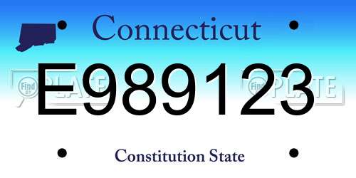 E989123 Connecticut License Plate