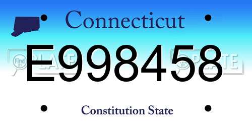 E998458 Connecticut License Plate