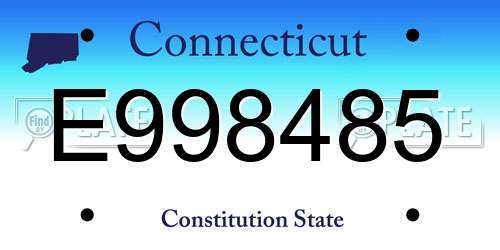 E998485 Connecticut License Plate