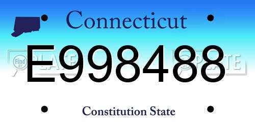E998488 Connecticut License Plate