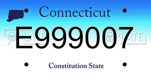 E999007 Connecticut License Plate