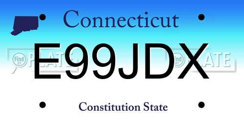 E99JDX Connecticut License Plate