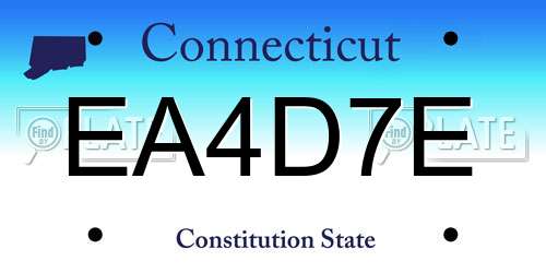 EA4D7E Connecticut License Plate