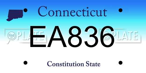 EA836 Connecticut License Plate