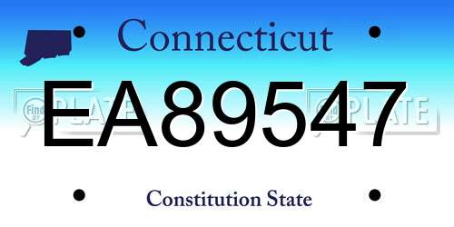EA89547 Connecticut License Plate