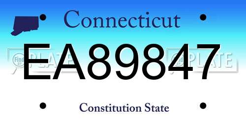 EA89847 Connecticut License Plate